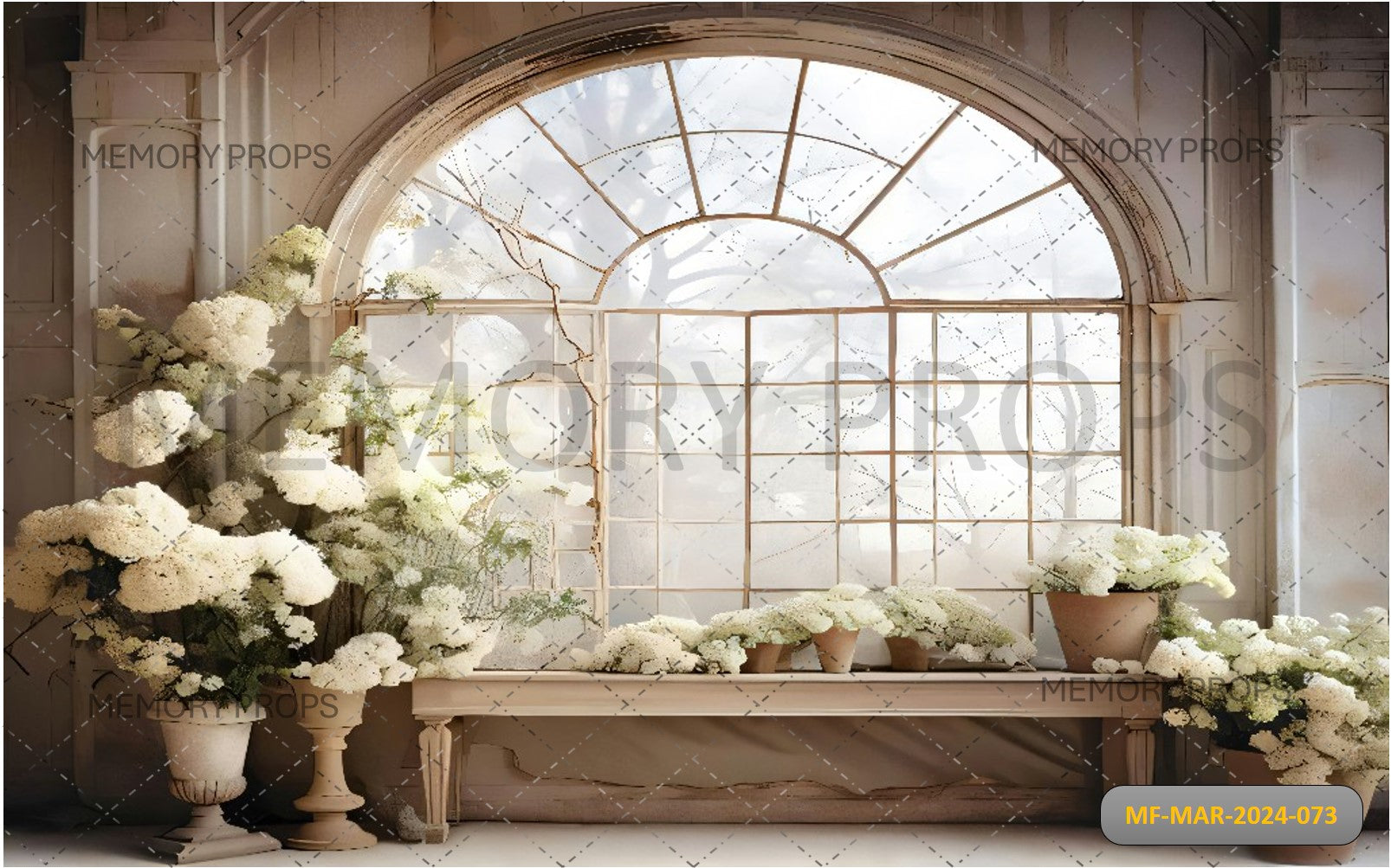 Classic Window With White Flowers Printed Backdrop classic-window-with-white-flowers-printed-backdrop