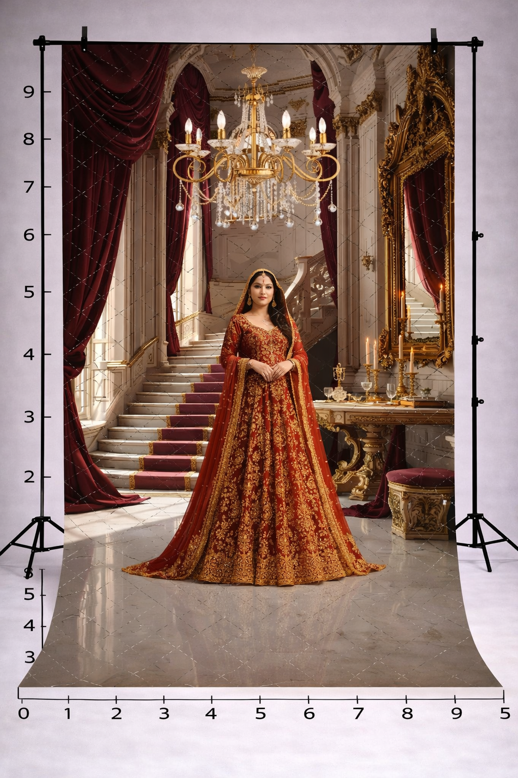 GRAND PALATIAL STAIRCASE - PRINTED BACKDROP