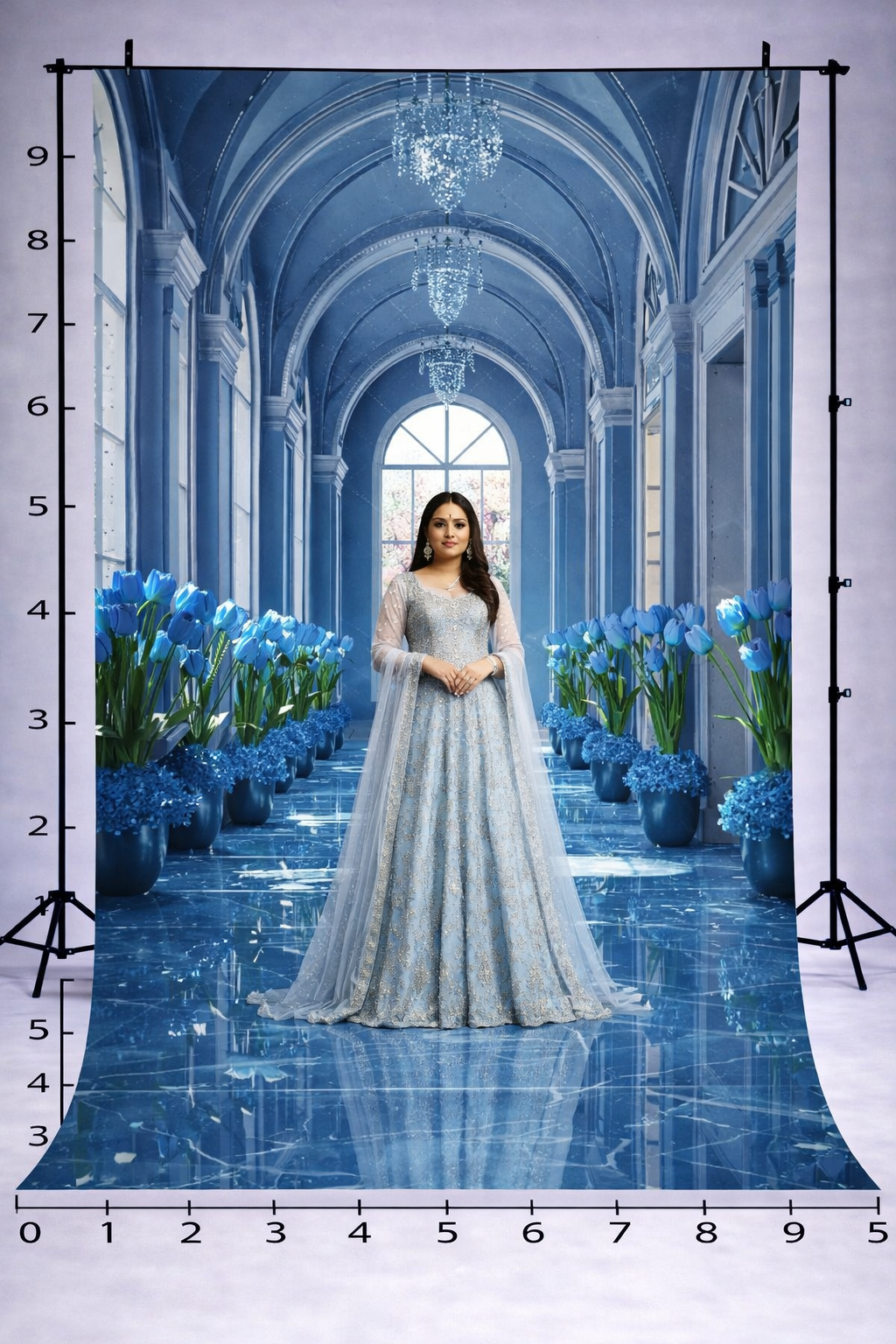 BLUE PALACE HALLWAY - PRINTED BACKDROPS
