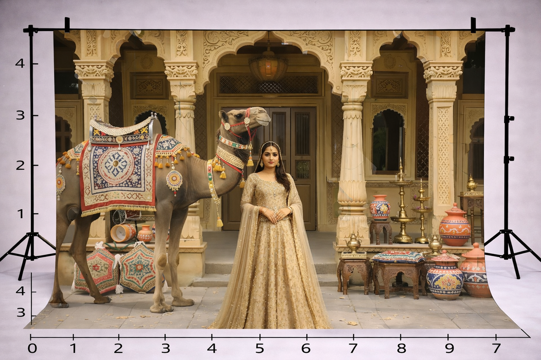 TRADITIONAL RAJASTHANI COURTYARD - PRINTED BACKDROP