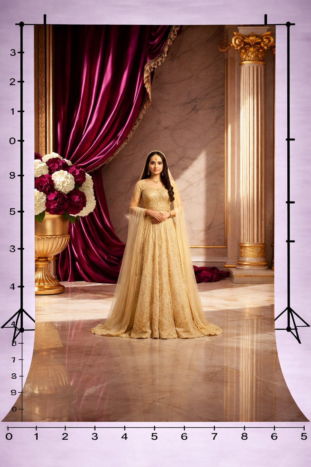 REGAL DEEP PURPLE SATIN DRAPE - PRINTED BACKDROP