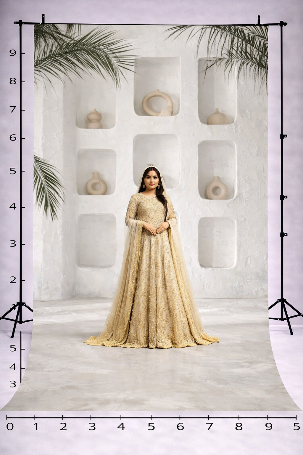 BOHO WHITE NICHES WALL - PRINTED BACKDROP