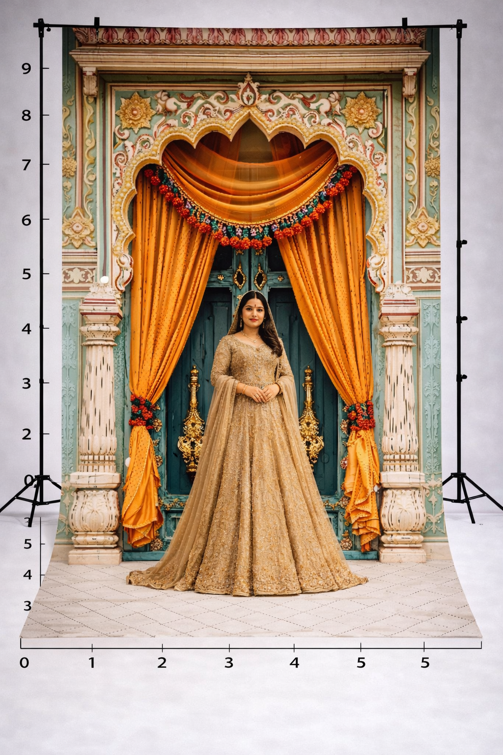 ORNATE GREEN DOOR - PRINTED BACKDROP