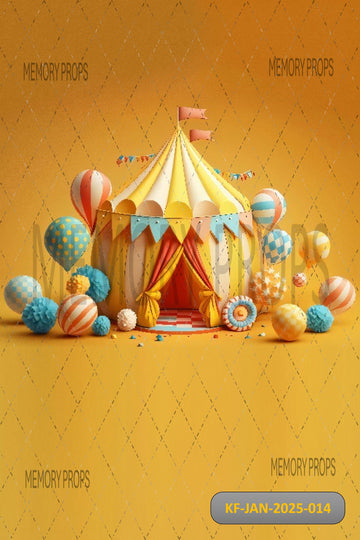 CIRCUS TENT WITH BALLOON - KIDS WITH FLOOR BACKDROP