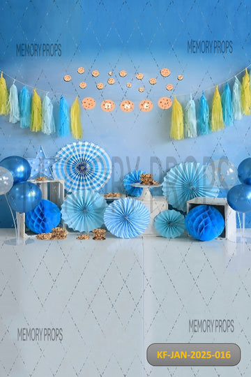 BLUE CAKE SMASH - KIDS WITH FLOOR BACKDROP