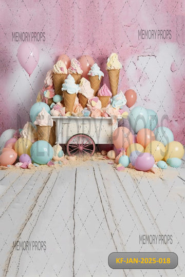 ICE CREAM DESSERT CART - KIDS WITH FLOOR BACKDROP