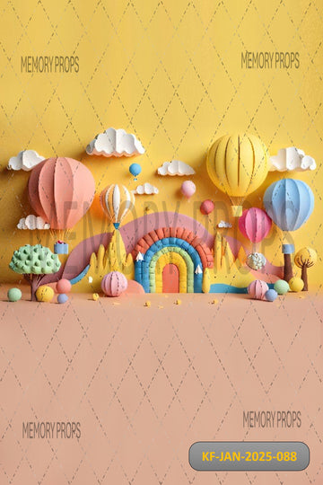 RAINBOW HOT AIR BALLOON - KIDS WITH FLOOR BACKDROP