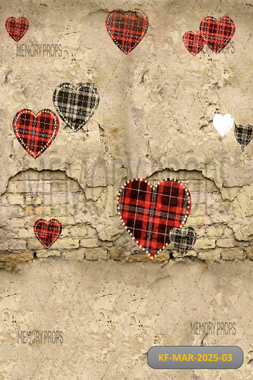 PLAID HEART WALL - KIDS WITH FLOOR BACKDROP