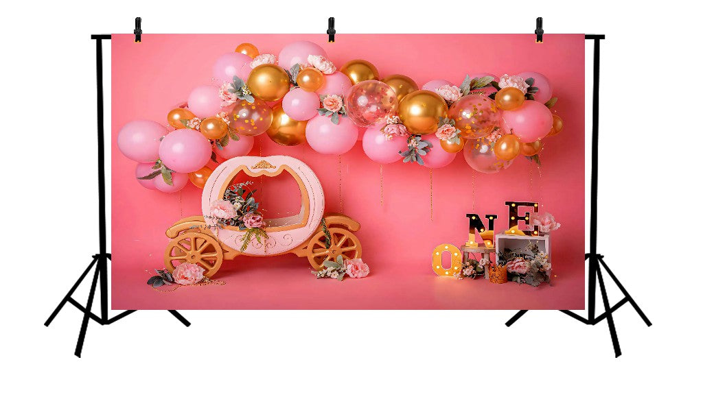 PRINCESS TURNS ONE - PRINTED BACKDROP