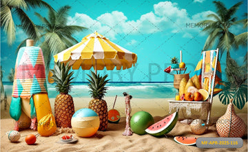 SUMMER WITH BEACH ELEMENTS - PRINTED BACKDROP
