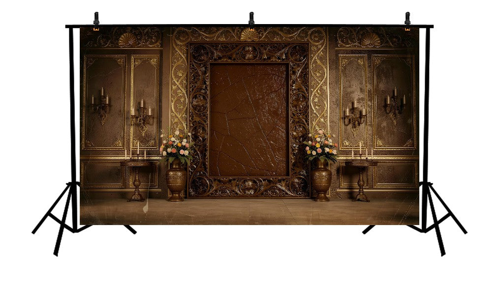 ROYAL VINTAGE GOLD ORNATE FRAME CLASSIC PALACE  - PRINTED BACKDROP