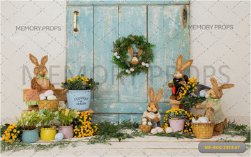 SPRING BUNNY FLOWER GARDEN - PRINTED BACKDROP