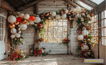 WHITE GREEN GOLD CHRISTMAS - PRINTED BACKDROP