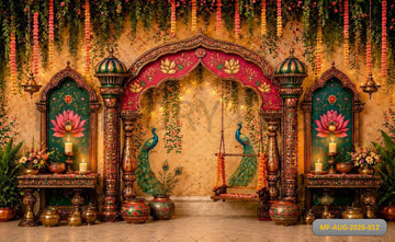 TRADITIONAL ROYAL INDIAN PALACE SWING PEACOCK - PRINTED BACKDROP