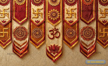 ROYAL RED GOLD OM TRADITIONAL PANEL BACKDROP - PRINTED BACKDROP