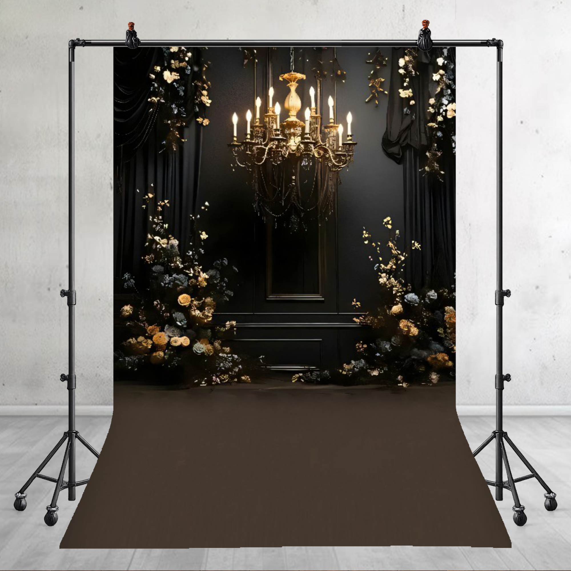 Elegant Dark Floral Printed Backdrop
