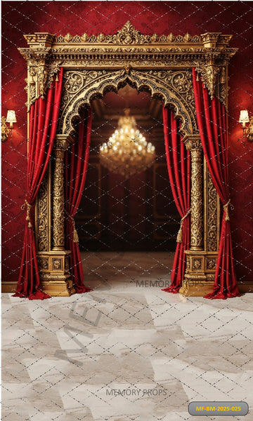 RED VELVET MUGHAL ARCH - PRINTED BACKDROP