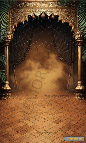 BROWN AND GOLD MUGHAL ARCH - PRINTED BACKDROP