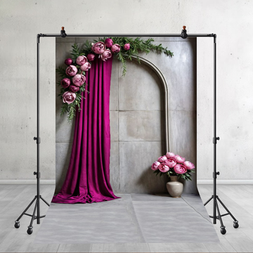 ROYAL PURPLE AND ORANGE DRAPES - PRINTED BACKDROP