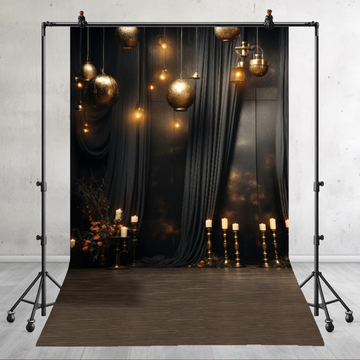DARK DRAMATIC GOLD ORB AND CANDLES - PRINTED BACKDROP
