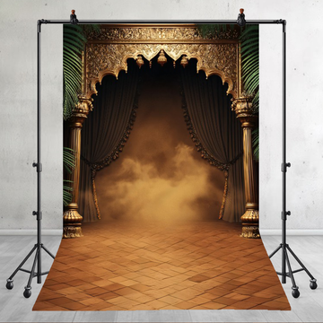 BROWN AND GOLD MUGHAL ARCH - PRINTED BACKDROP