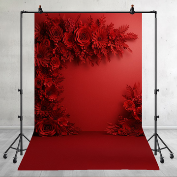 ROMANTIC RED ROSE GARLAND CORNER ACCENT - PRINTED BACKDROP