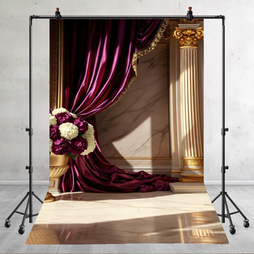 REGAL DEEP PURPLE SATIN DRAPE - PRINTED BACKDROP