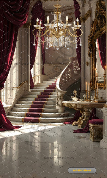GRAND PALATIAL STAIRCASE - PRINTED BACKDROP