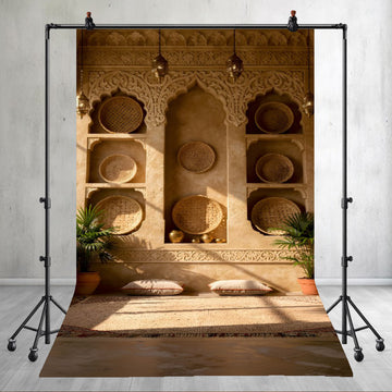 BOHEMIAN MOROCCAN ARCH WALL SHELVES - PRINTED BACKDROP