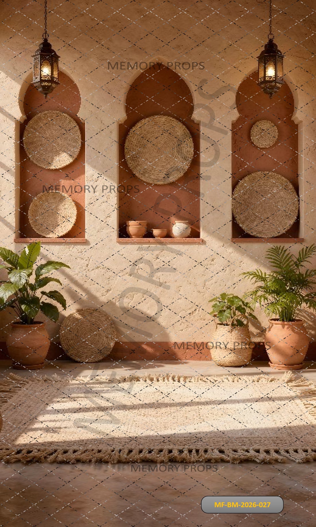 BOHEMIAN MOROCCAN TRIPLE ARCH WALL - PRINTED BACKDROP