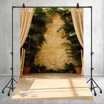 BOHO TROPICAL RESORT STONE WALL - PRINTED BACKDROP