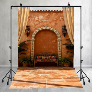 BOHEMIAN MOROCCAN ARCH WALL BENCH - PRINTED BACKDROP