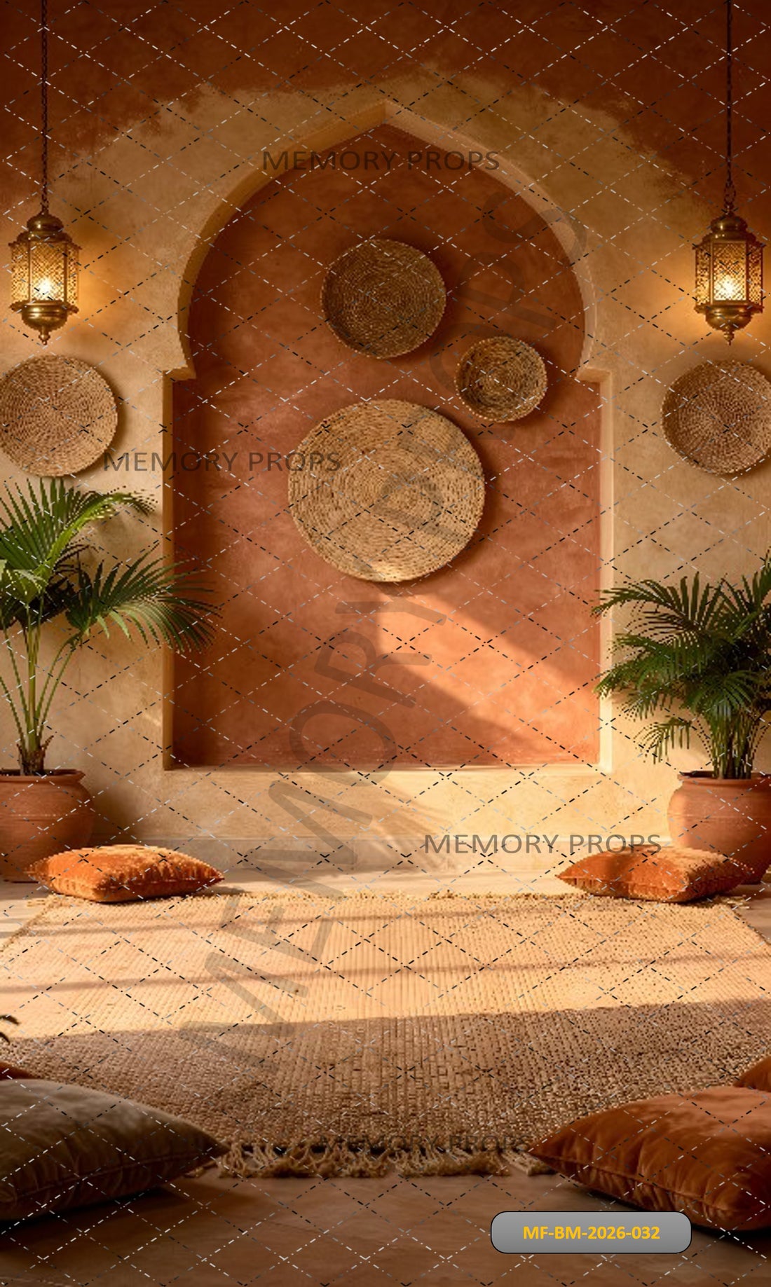 BOHEMIAN MOROCCAN ARCH WALL SEATING - PRINTED BACKDROP
