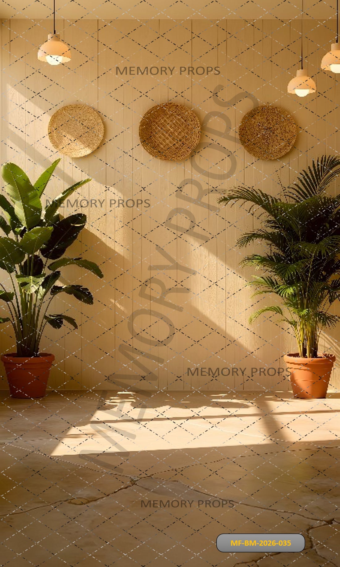 BOHO TROPICAL WOODEN WALL SHADOWS - PRINTED BACKDROP