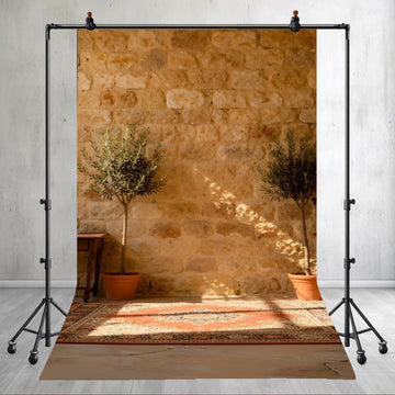 BOHO TROPICAL RESORT STONE WALL RUG PRINTED BACKDROP