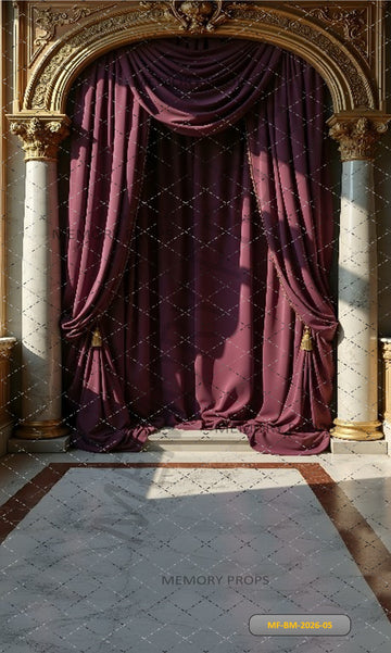 ELEGANT MAUVE DRAPED ARCHWAY - PRINTED BACKDROP