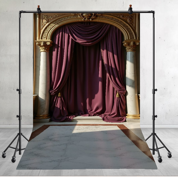 ELEGANT MAUVE DRAPED ARCHWAY - PRINTED BACKDROP