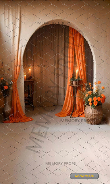 WARM ORANGE DRAPED ARCHWAY - PRINTED BACKDROP