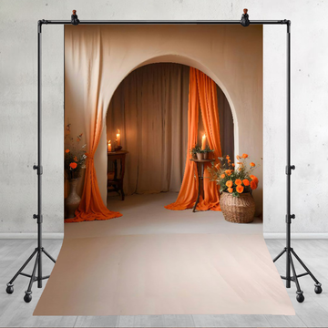 WARM ORANGE DRAPED ARCHWAY - PRINTED BACKDROP