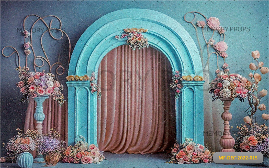 FLORAL DOOR WAY THEME + BLUE FLOORING BACKDROPS