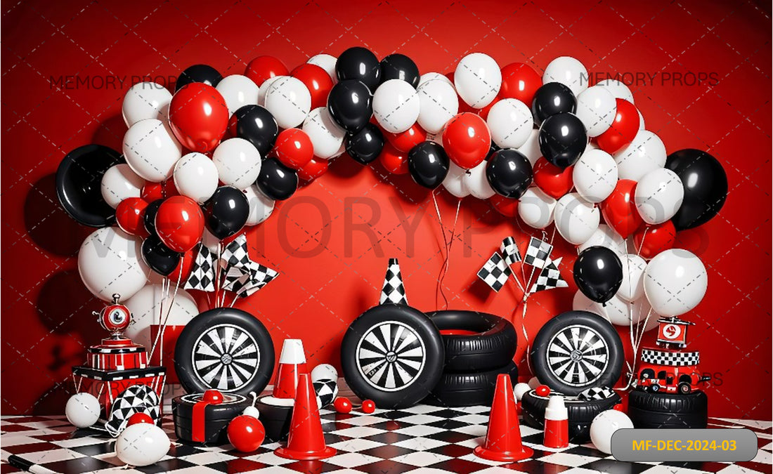 CHECKERED RACING TIRE + CHECKERED RACING BACKDROP