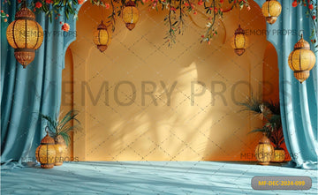 WALL WITH A PICTURE OF A TREE AND A LAMP - PRINTED BACKDROP