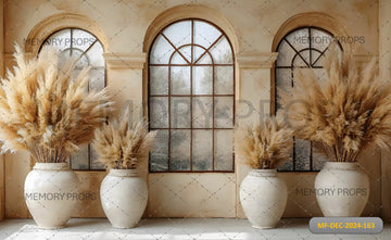 VINTAGE PAMPAS WINDOW BOHO - PRINTED BACKDROP