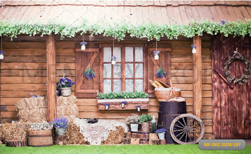 RUSTIC WOOD BARN FLOWER - PRINTED BACKDROP