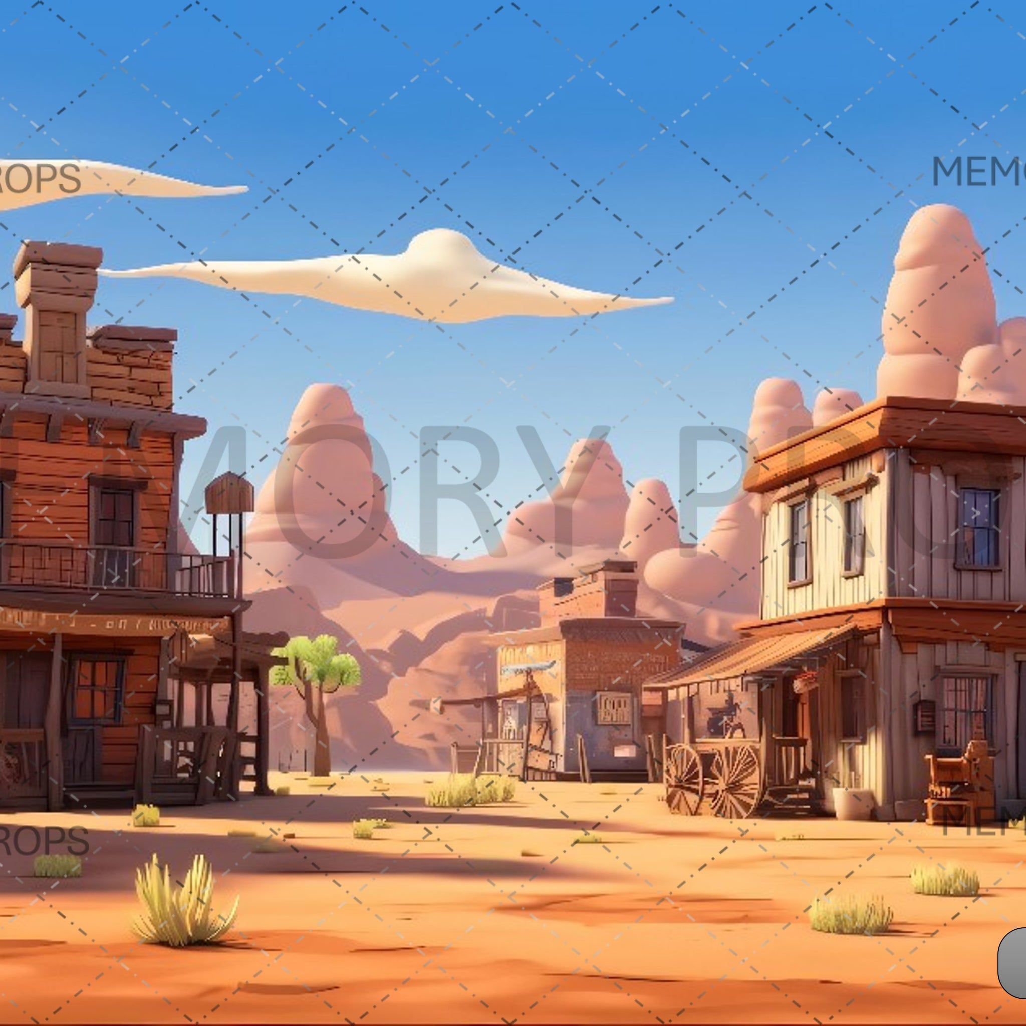 WESTERN TOWN WESTERN STREET - PRINTED BACKDROP