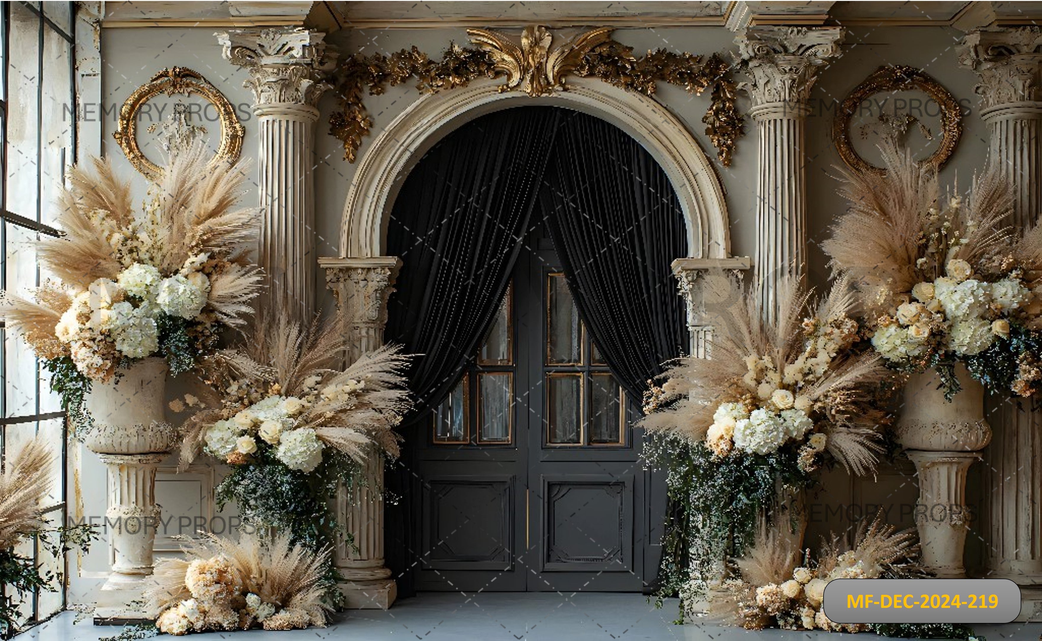 VINTAGE DESERT ROMANCE FLORAL ARCH BOHO - PRINTED BACKDROP