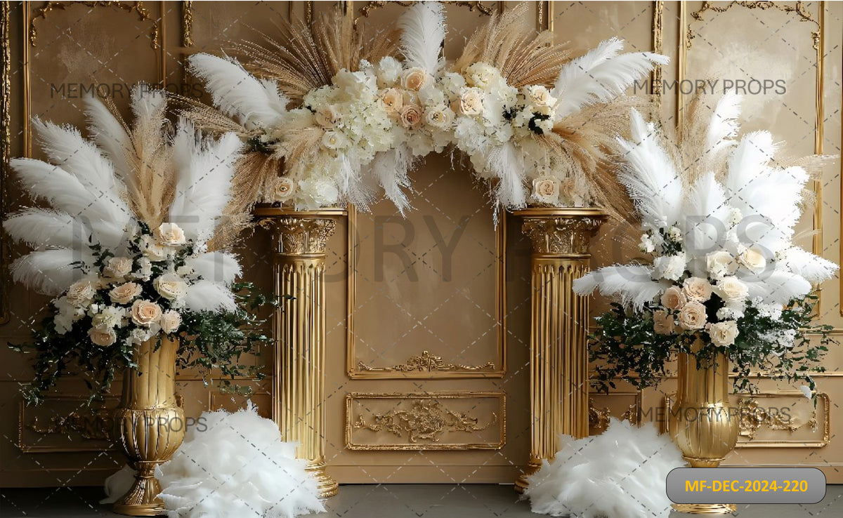 Rustic Elegance Boho Floral Arch Printed Backdrop