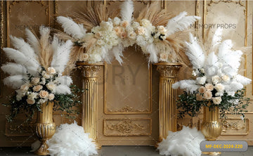 RUSTIC ELEGANCE BOHO FLORAL ARCH - PRINTED BACKDROP