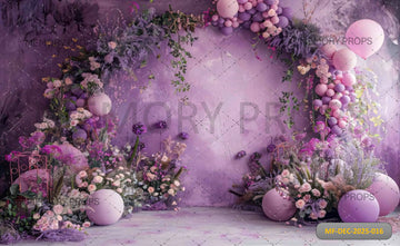 PURPLE FLORAL AND BALLOON ARCH PARTY - PRINTED BACKDROP