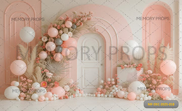 PASTEL PEACH MULTI-ARCH GARDEN PARTY - PRINTED BACKDROP